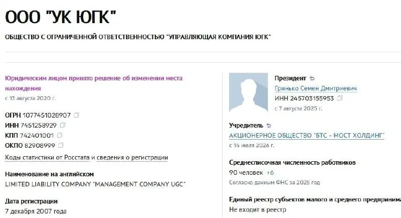 Управляющая компания холдинга перешла под контроль АО «БТС‑Мост Холдинг». На аукционе покупатель заплатил 93,16 млрд руб.; активы стали госсобственностью год назад.